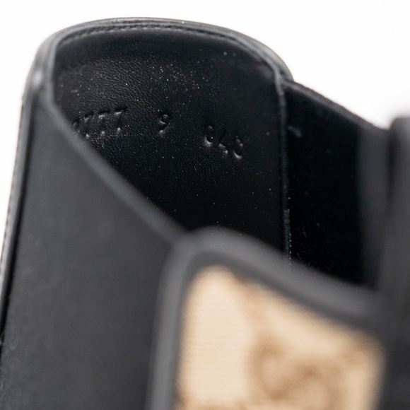 size 9G 9.5 US Gucci Boots Chelsea Beige Brown Black Canvas Ankle GG Monogram - Picture 9 of 11